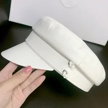 Женские шапки, женские береты, восьмиугольная плоская кепка, весна-осень, женские темно-синие шапки из искусственной кожи, женская кепка