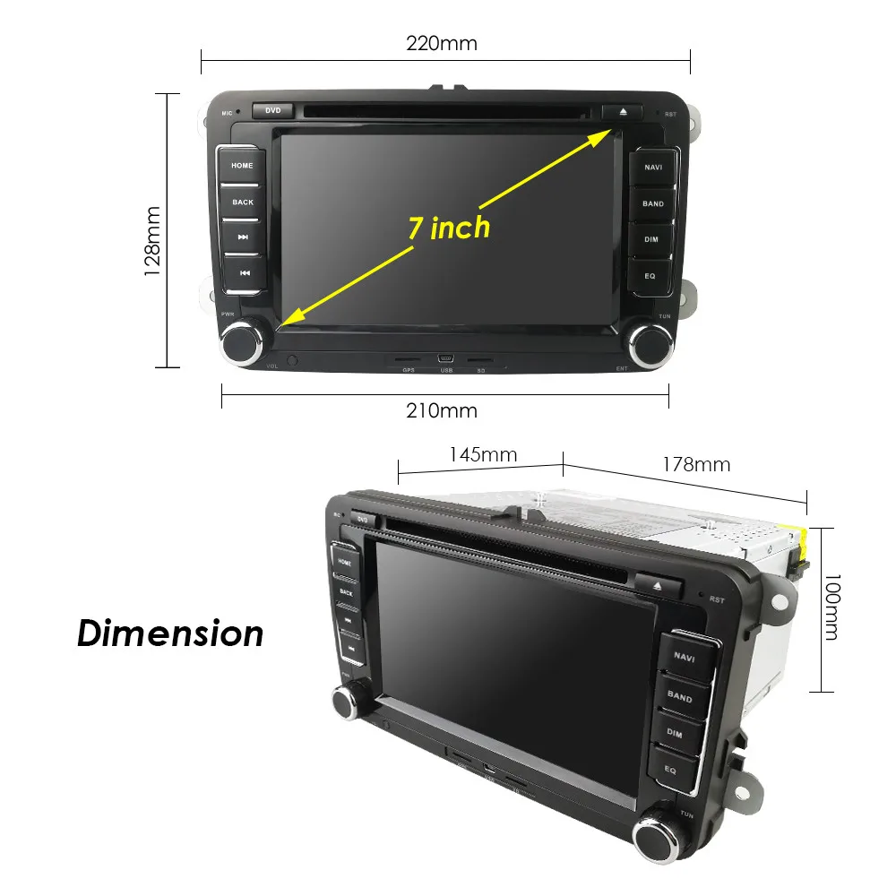 2 Din Android 9,1 Автомагнитола DVD Авторадио gps 7 ''автомобильный мультимедиа для VW/Volkswagen/Golf/Polo/Tiguan/Passat/b7/SEAT/leon/Skoda