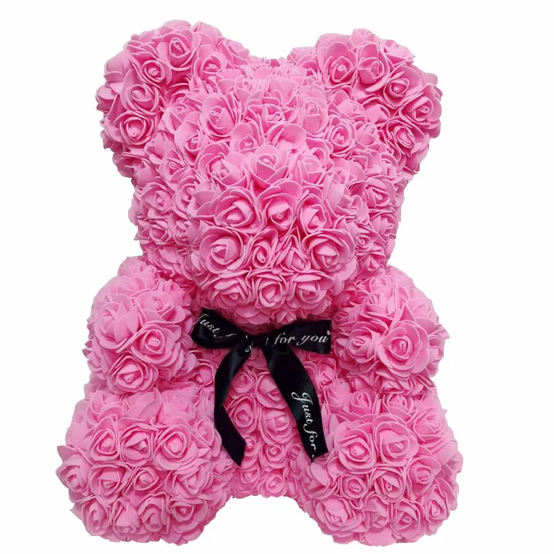 Новинка 40 см Роза Teddi медведь домашний Декор Цветок искусственное украшение винно-красный розовый Рождественские Цветы Подарки для женщин подарок на день Святого Валентина - Цвет: Pink Rose Bear