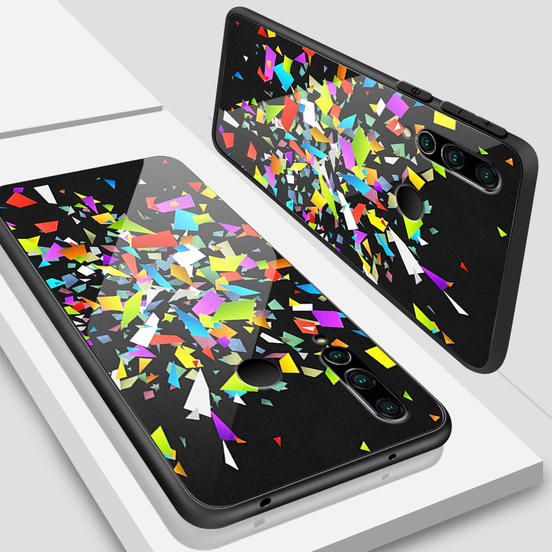 W221 Задняя крышка для huawei Enjoy 9s чехол из закаленного стекла Mate20 Lite Pro Nova 2 3i 4 P Smart+ P20 P30 Honor Play Painted цветение Fundas - Цвет: W221