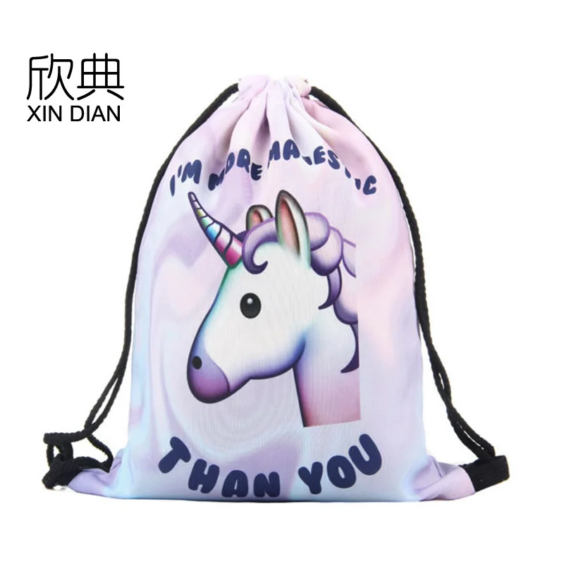 

Amazon Top Fashion Real Explosion 2019 3d Printed Unicorn Receiving Bundle Pocket, Drawstring Shoulder Backpack Bag