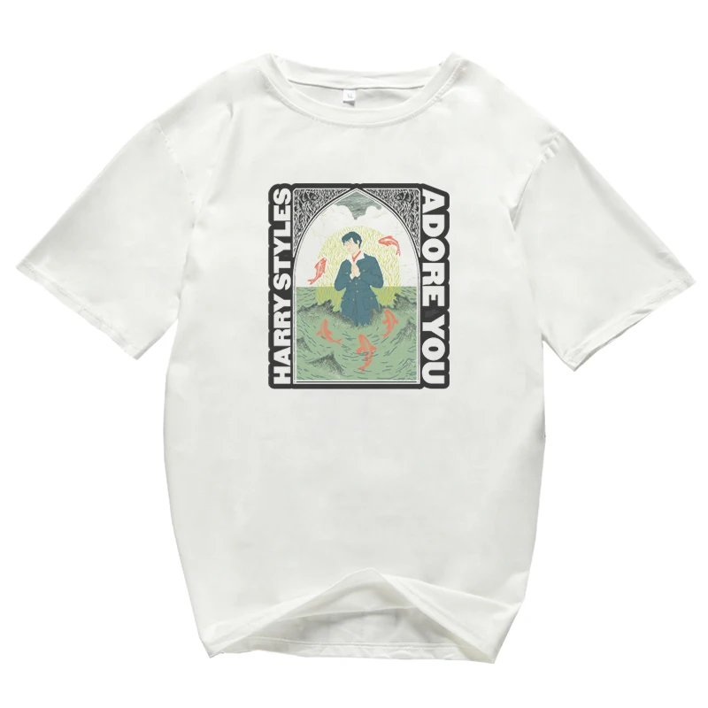 Стиль Гарри модная уличная одежда белая и серая футболка с принтом в стиле