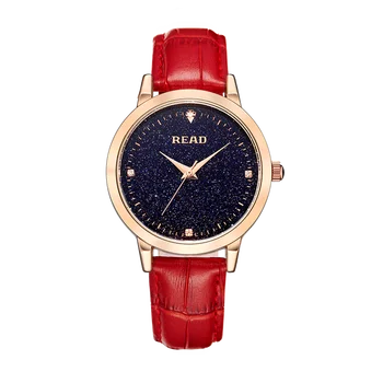 

Reloj Mujer Women Watches READ Ladies Watch Brand Luxury Gift For Women Red Leather Strap Wristwatch Fashion Female Clock