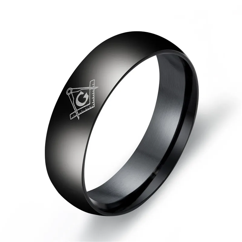 6mm Black Горячее кольцо из нержавеющей стали мужские титановые масонские кольца модные ювелирные изделия OC106 - Цвет основного камня: 6mm Black