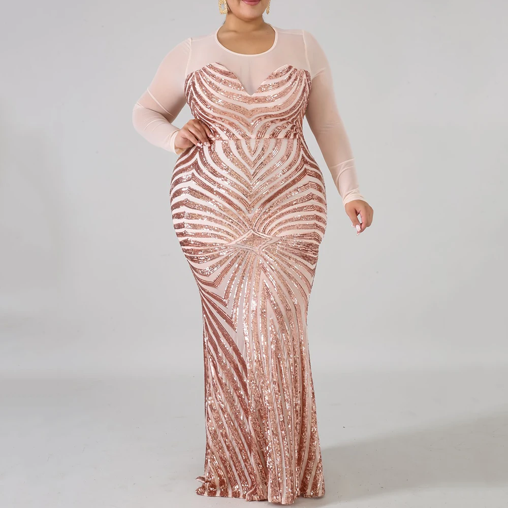 2019 размера плюс сексуальное платье с блестками женское прозрачное Сетчатое