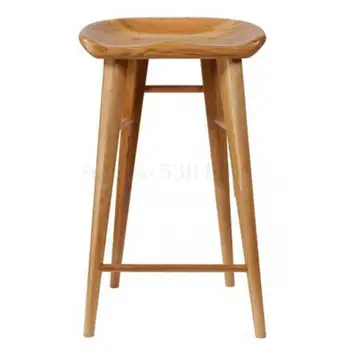 

Nordic Solid Wood Bar Chair, High Foot Stool, Simple And Fashionable Dining Chair, Domestic Log Bar Stool, Leisure Bar Chair