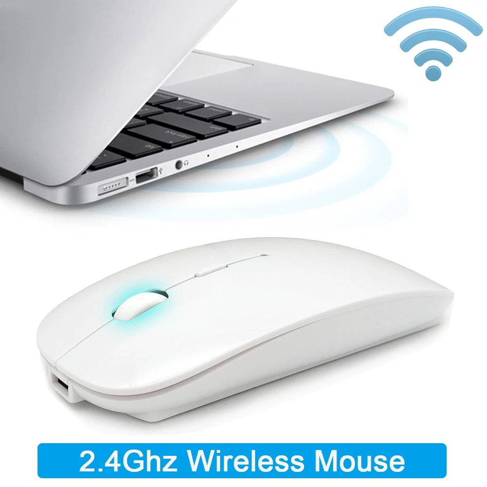 Беспроводная компьютерная мышь, бесшумная перезаряжаемая эргономичная мышь Mause, 2,4 ГГц, USB, оптическая мышь для ноутбука, ПК