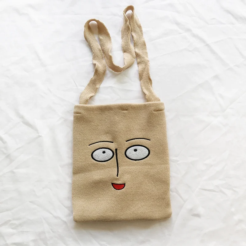 

1 PC Cotton Stunned Face Shoulder Bag Cartoon Printed Knitted Handbag Tote Phone Wallet Holder Shoulder Bag Dropship New Arrival