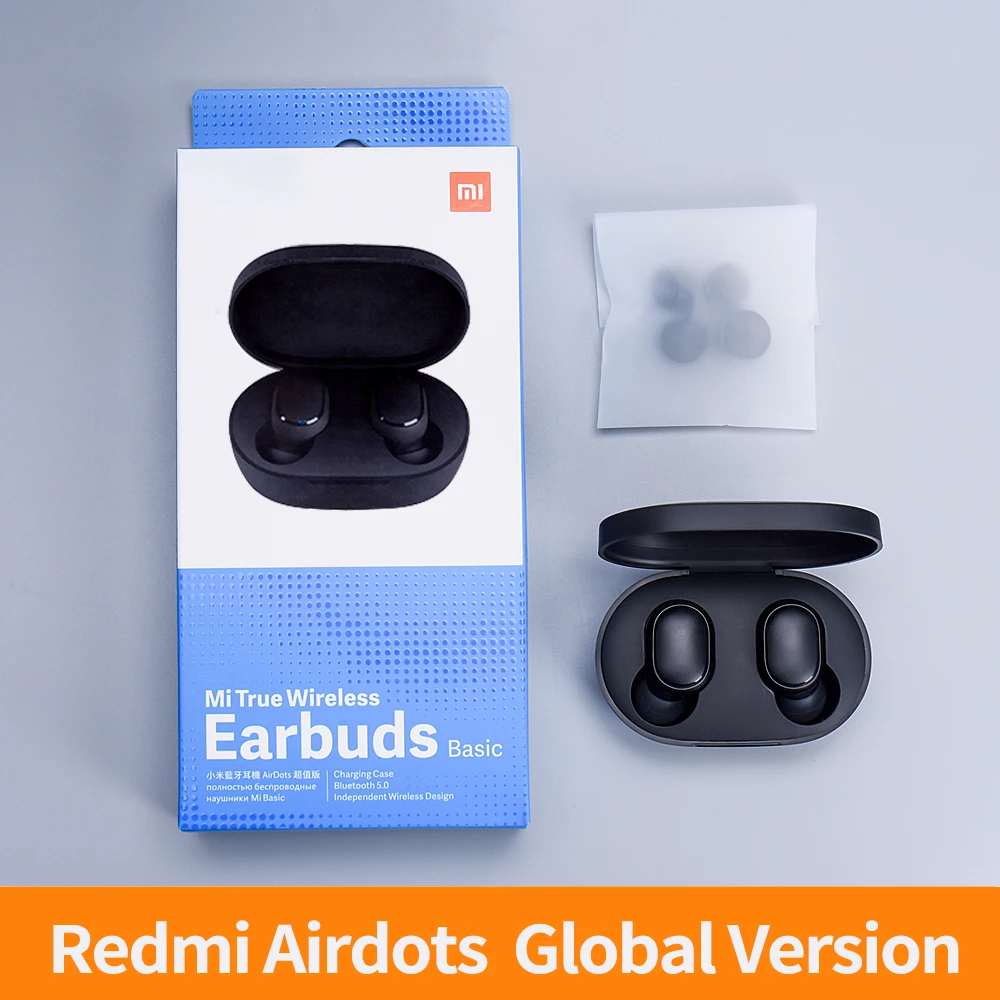 Global Version Black Оригинальные наушники Xiaomi Redmi Airdots беспроводные наушники Голосовое управление Bluetooth 5,0 шумоподавление управление IPX4 - Цвет: Global Version Black