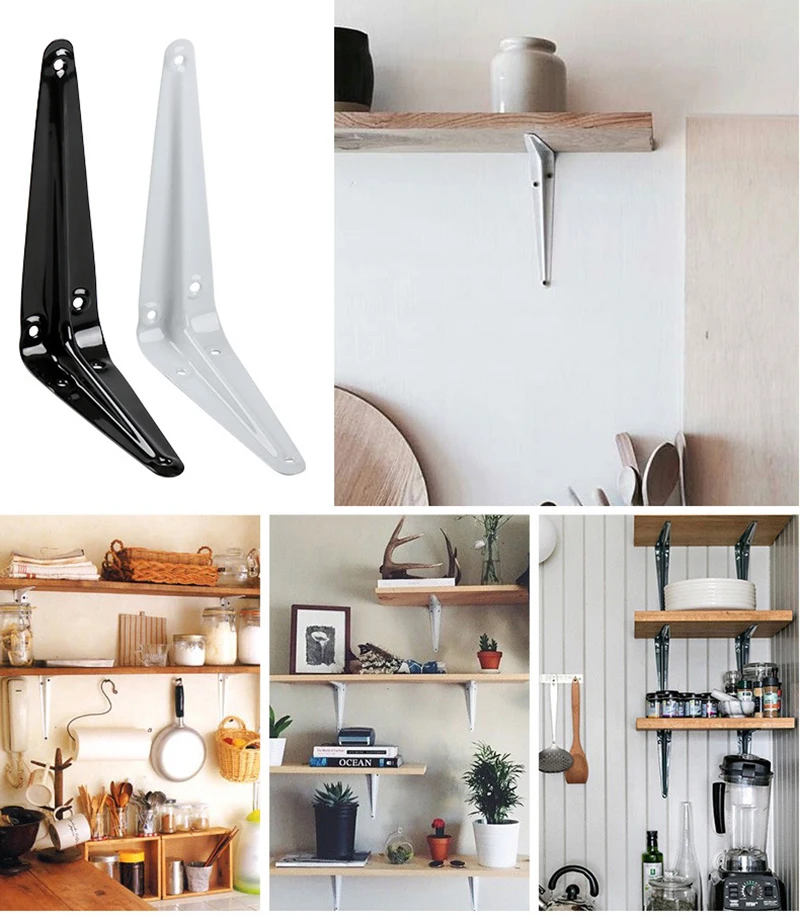 Black Metal Floating Shelf Bracket Rustic Farmhouse Decorative L Brackets for Shelves Wall Mount Corner Brace 12 Pack