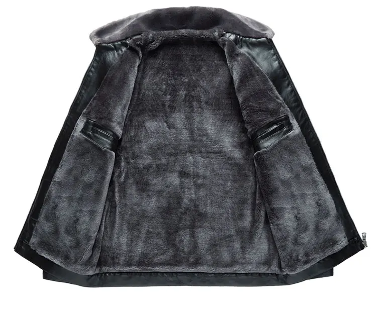 XL-8XL Зимняя новая мужская кожаная куртка и пальто высокого качества плюс бархат большого размера XL-8XL Удобная кожаная куртка среднего возраста из толстой кожи Мужские пальто