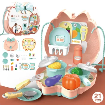

Portable Shoulder Bag Kitchen Food Tool Toys for Girls Children Gift 21PCS/Set