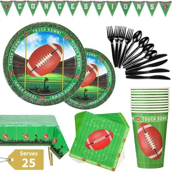 

Football Party Supplies Disposable plate Sports Theme Disposable Dinnerware Set Children Birthday Decoration Paper plate 177PCS