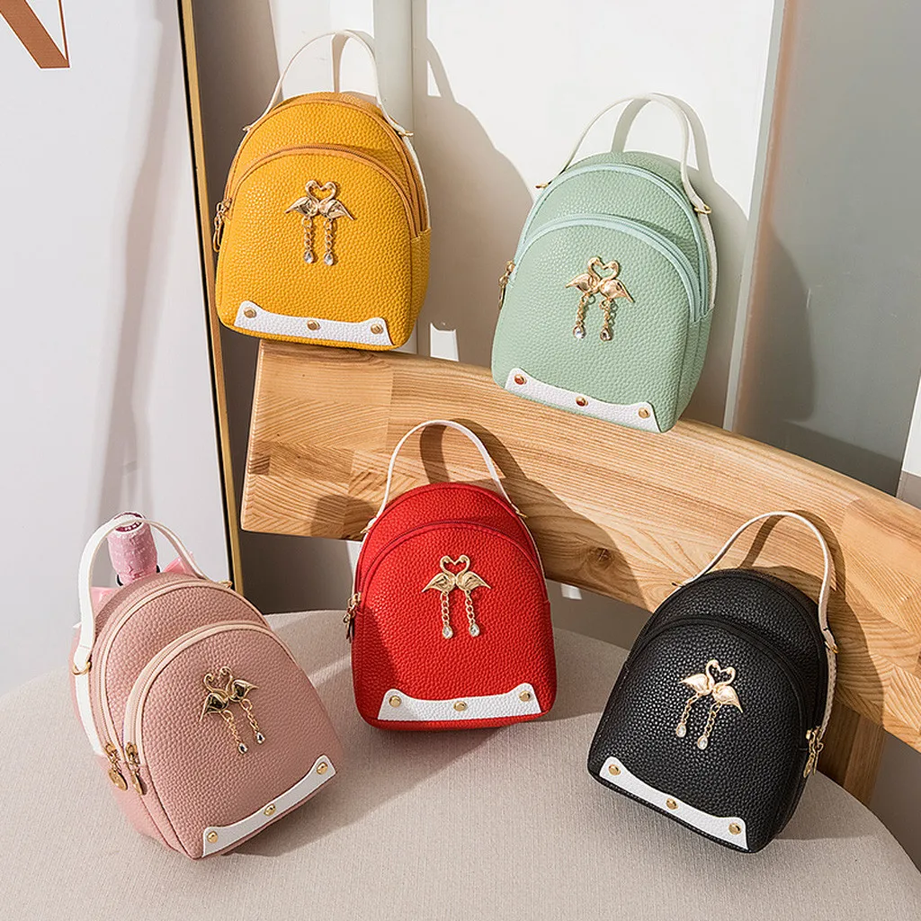 Mini Backpack Women Leather Little Swan Shoulder Bag For Teenage Girls Small Bagpack School Backpack Female Mochila#A