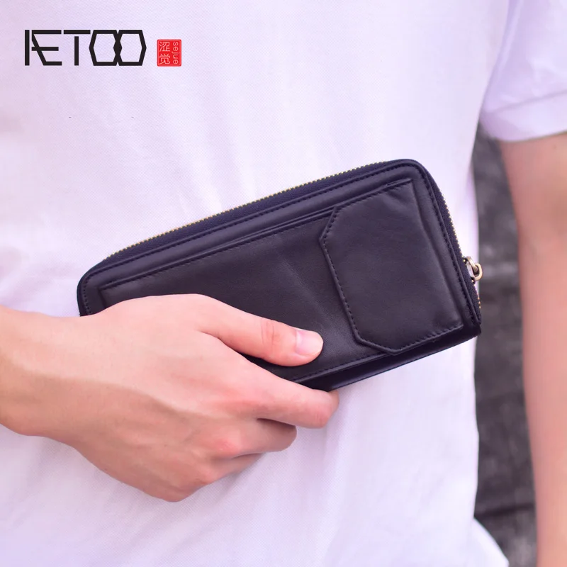 

AETOO Leather men's handbag, head leather handbag, fashion business soft leather hand-picked bag