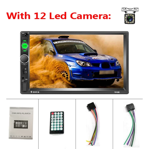 LeeKooLuu 2 din Автомобильный Авторадио " мультимедийный плеер 2DIN сенсорный экран Авто аудио стерео MP5 Bluetooth USB TF FM камера - Color: With 12 Led Camera