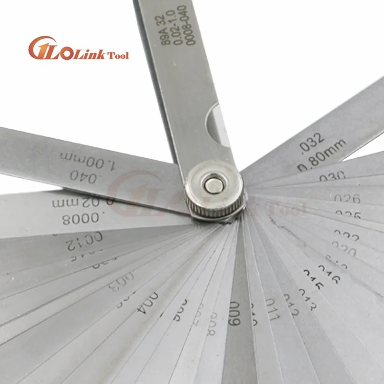 32pcs in 1 Feeler Gauge 0.04-0.88mm Stainless Steel Gap Gauge High Precision Foldable Measuring Tool Plug