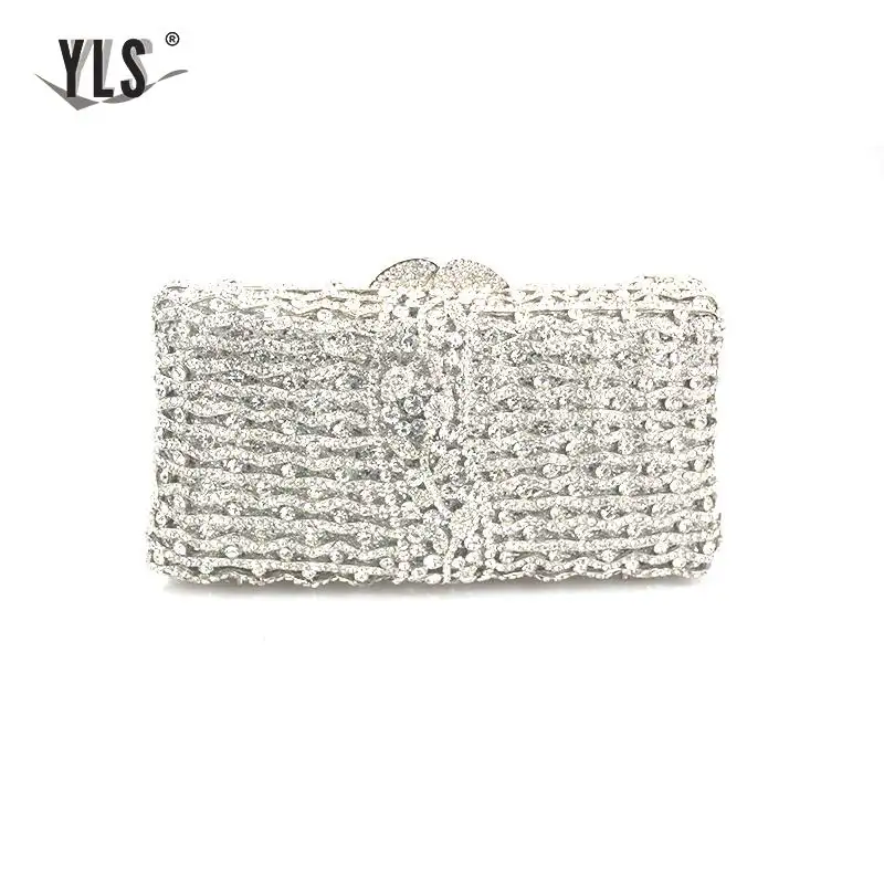 Women Silver Diamond Bag Crystal Clutch Fashion Evening Party Purse Bridal Flower Rhinestones Handbag Ladies Torebki Damskie | Багаж и