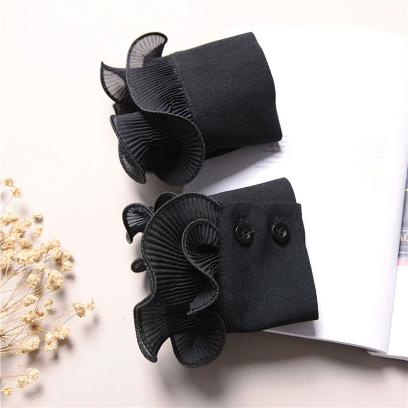 Hot Sale Decorated Cuff Fake Sleeves Autumn Winter Wild Sweater Decorative Sleeves flounces Wrist Sleeves Lace pleated Wrist