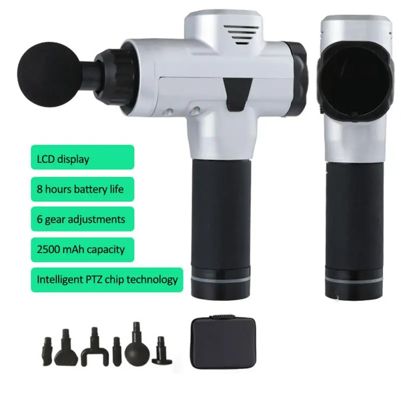 2500 MAh Therapy Massage Gun Percussive Vibration Recovery Muscle Massager Exercising Muscle Pain Relief Body Shaping - Цвет: US plug