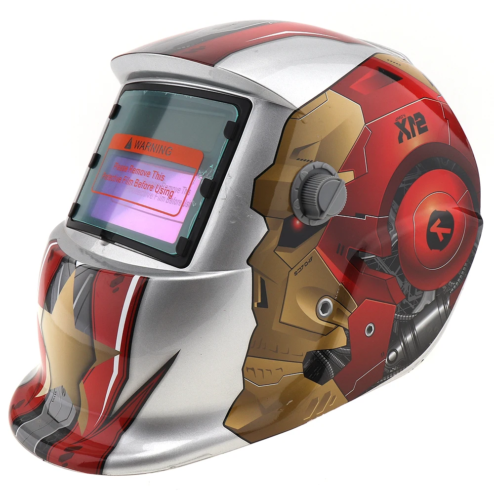 Silver Iron Robot Adjust Solar Auto Darkening TIG MIG Grinding Welding Helmets / Face Mask Electric /Weld Cap | Инструменты