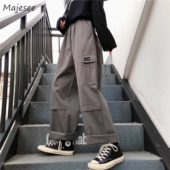 

Pants Women Wide Leg Cargo Trousers Womens Big Pockets Harajuku Streetwear Hip-Hop All-match Korean Style Casual BF Unisex Daily