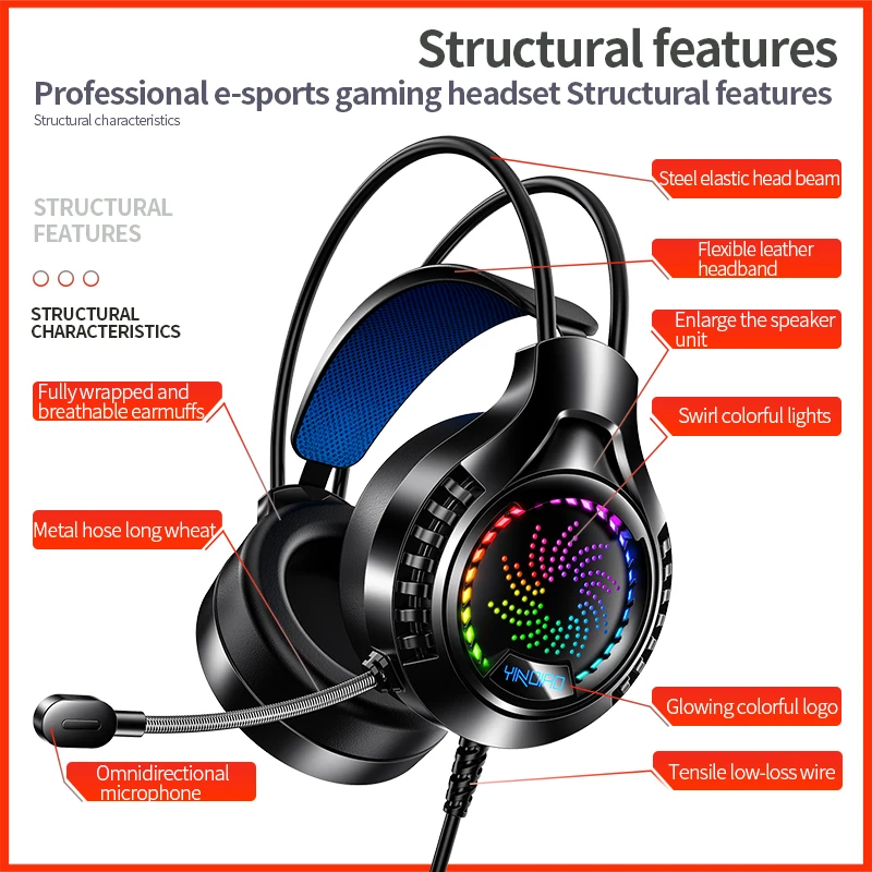 Rgb Gaming Headconjunto com Microfone 7.1 Surround hd Som Estéreo Duplo 3.5 mm Usb Wired Fone de Ouvido para Ps5 Computador Portátil Telefone - Image 6