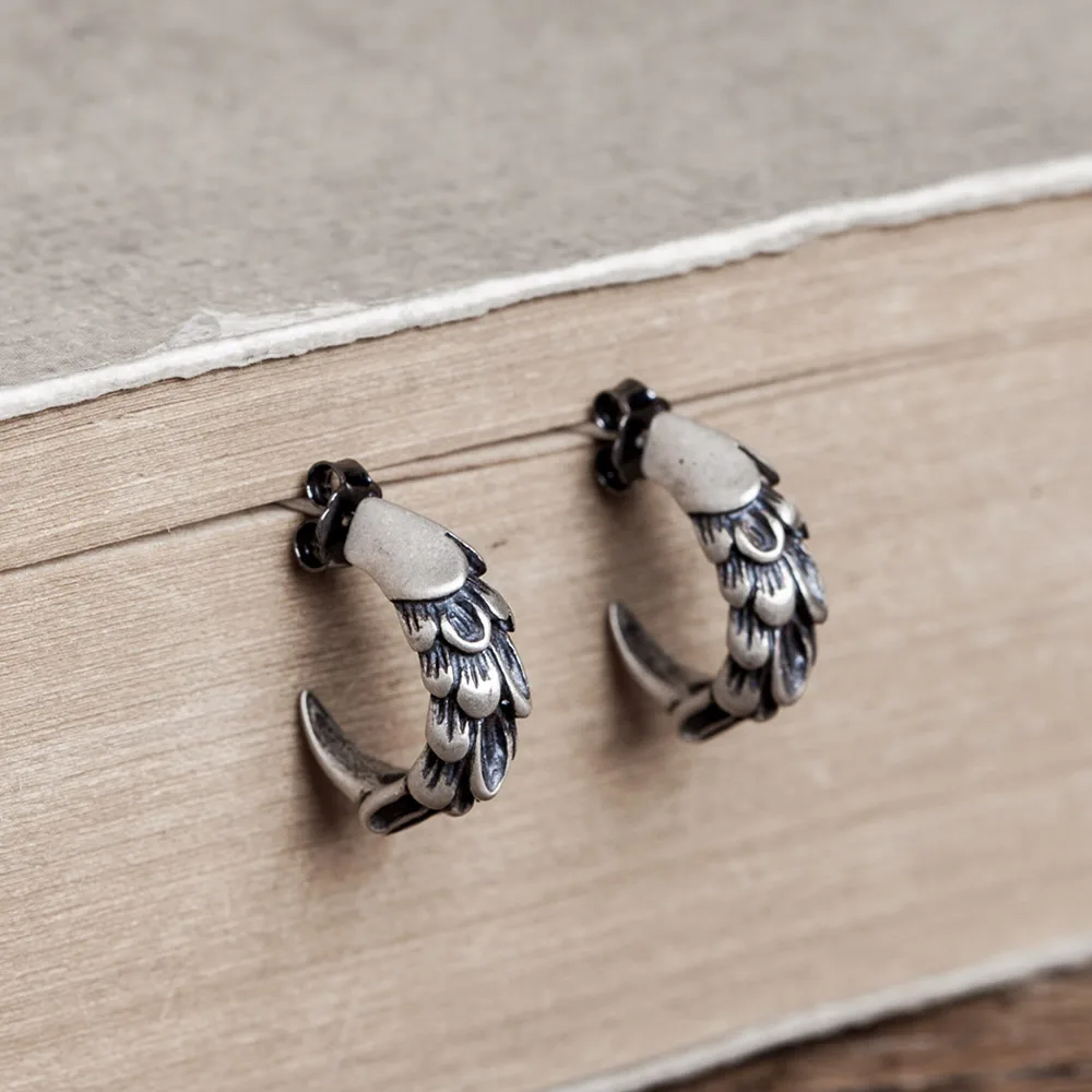 

New Arrival Mens Cool Antique 925 Sterling Silver Eagle Claw Stud Earring Allergy Free Fashion Jewelry Best Gift For Friends