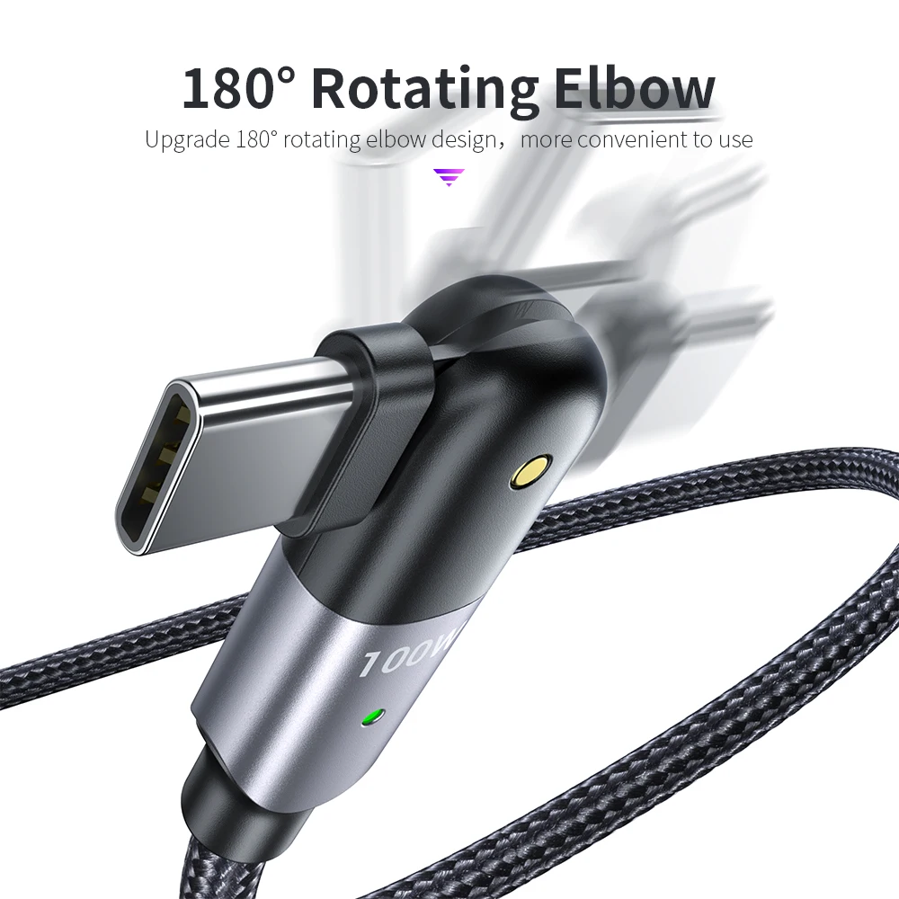 5A USB Type-C na Type-C PD kabel za brzo punjenje 60W/100W rotirajući koljeni 180 stupnjeva Type-C podatkovni kabel za Samsung Huawei Xiaomi_voghion.com