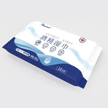 

10 pieces of alcohol wipes portable disinfection wipes small packaging wet tissues 70%