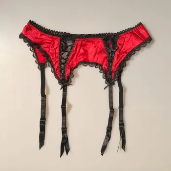 

Multi Color Lace-up Satin Women Garter Belt for Stockings Metal Clips Sexy Lingerie Suspender Garters GA1323