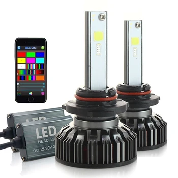 

RGB Car LED Headlight H7 H4 APP Bluetooth Control led H1 H3 H8/H9/H11 9005 HB3 9006 HB4 880/881 H27 Changeable Color Light Bulb