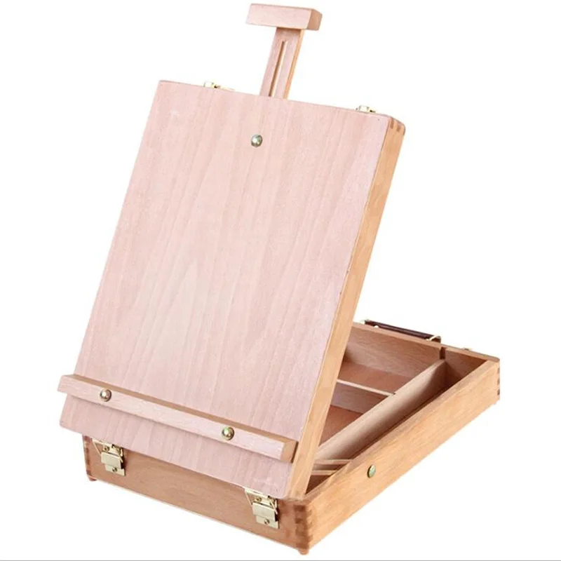 Big Wooden Portable Oil Painting Box Sketchpad Easel Sketch Drawing Board Painting Toolbox Storage Box for Artist