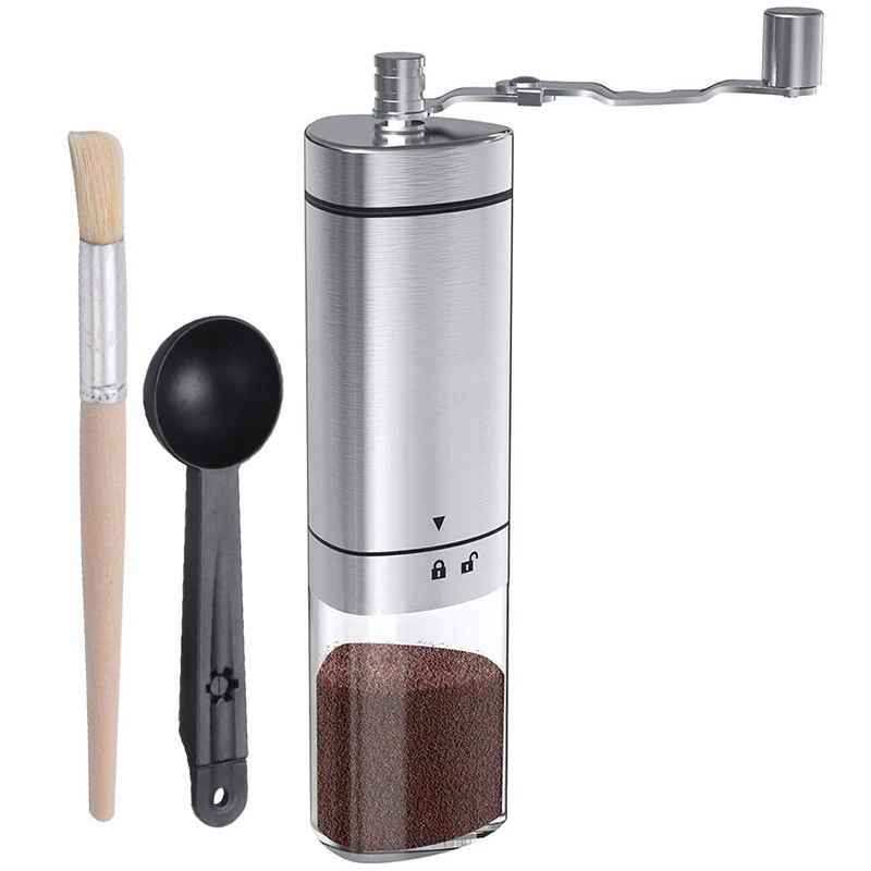 Manual Coffee Grinder, Portable Stainless Steel Transparent Hand