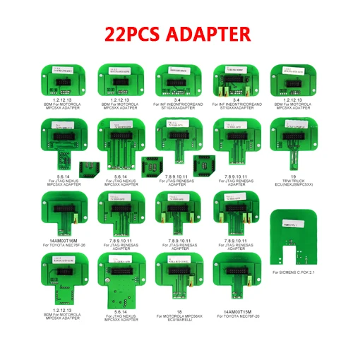 BDM стенд программатора для Fgtech/bdm100/K-tag/kess v2 ECU чип тюнинг инструмент с 4 медный элемент ручки bdm Aapters ecu программист - Цвет: 22pcs Adapters