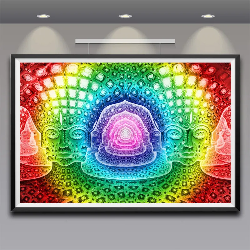 SU-02-009 FOOCAME Trippy Alex Grey Psychedelic Art Silk Posters and Prints Painting Bedroom Decorative Wall Pictures For Living Room Decor