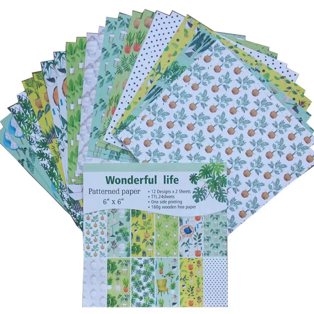 

24pcs/set paper craft DIY album scrapbooking paper account card making background paper 6 inch single-sided pattern paper