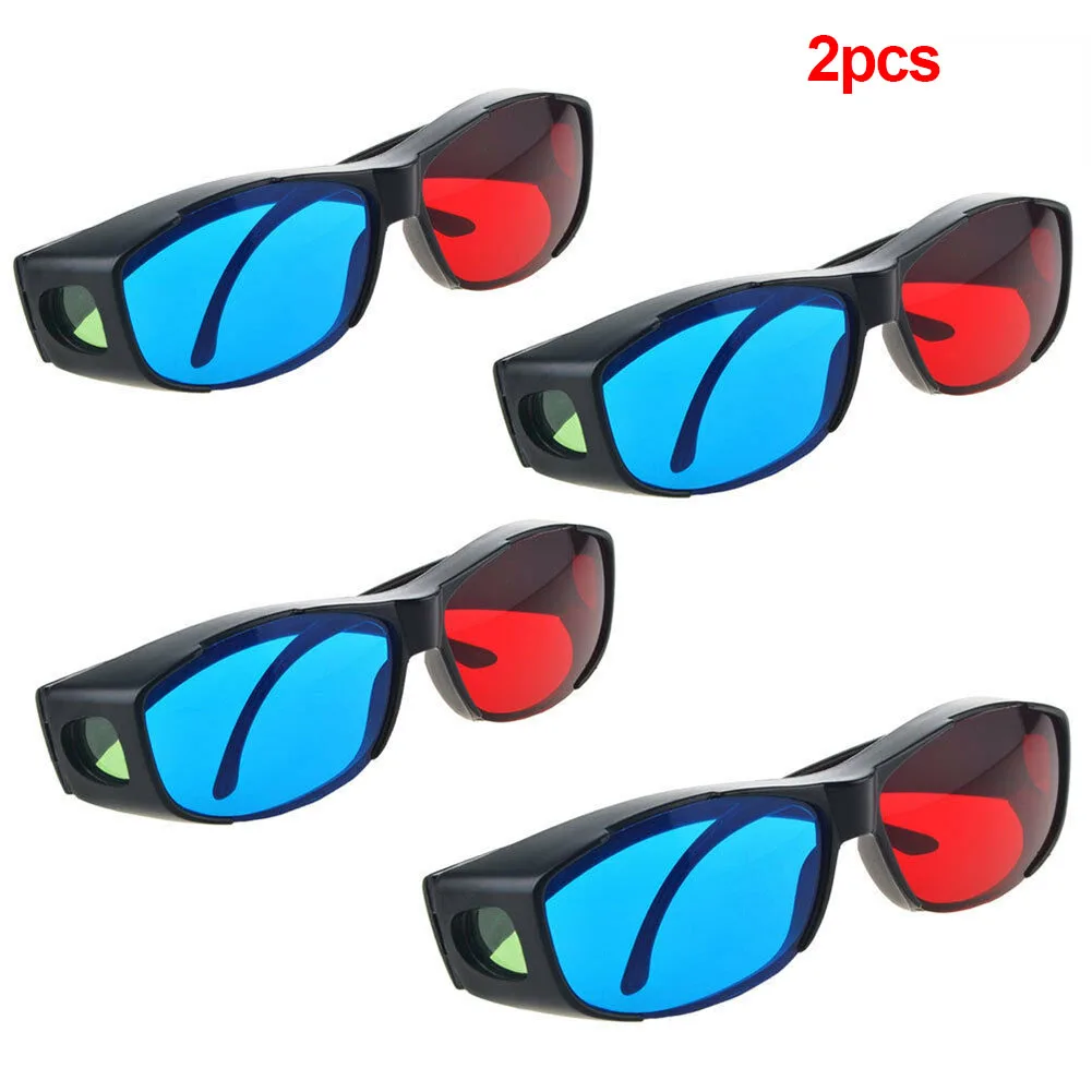 2PCS Cinema Movie Universal Ultra Clear Game Dimensional Anaglyph Virtual Easy Wear 3D Glasses TV Red Blue Black Frame Fashion