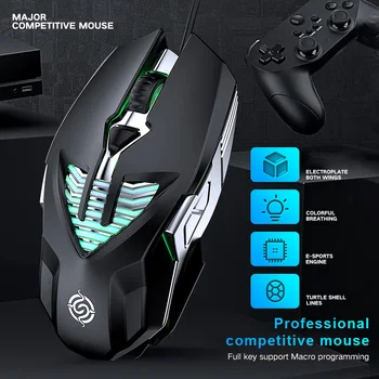 

Competitive Gaming Mouse 1600dpi Usb 6 Button Metal Ergonomics Desktop Notebook Mouse For Laptop PC Macbook