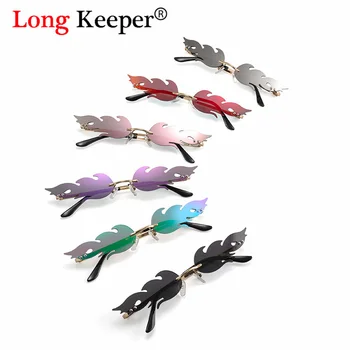 

Long Keeper New 2019 Fashion Fire Flame Sunglasses Women Men Rimless Wave Sun Glasses Eyewear Luxury Trending Narrow Sunglasses