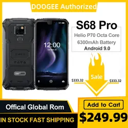 DOOGEE S68 Pro смартфон с 5,9-дюймовым дисплеем, восьмиядерным процессором Helio P70, ОЗУ 6 ГБ, ПЗУ 128 ГБ, 6300 мАч