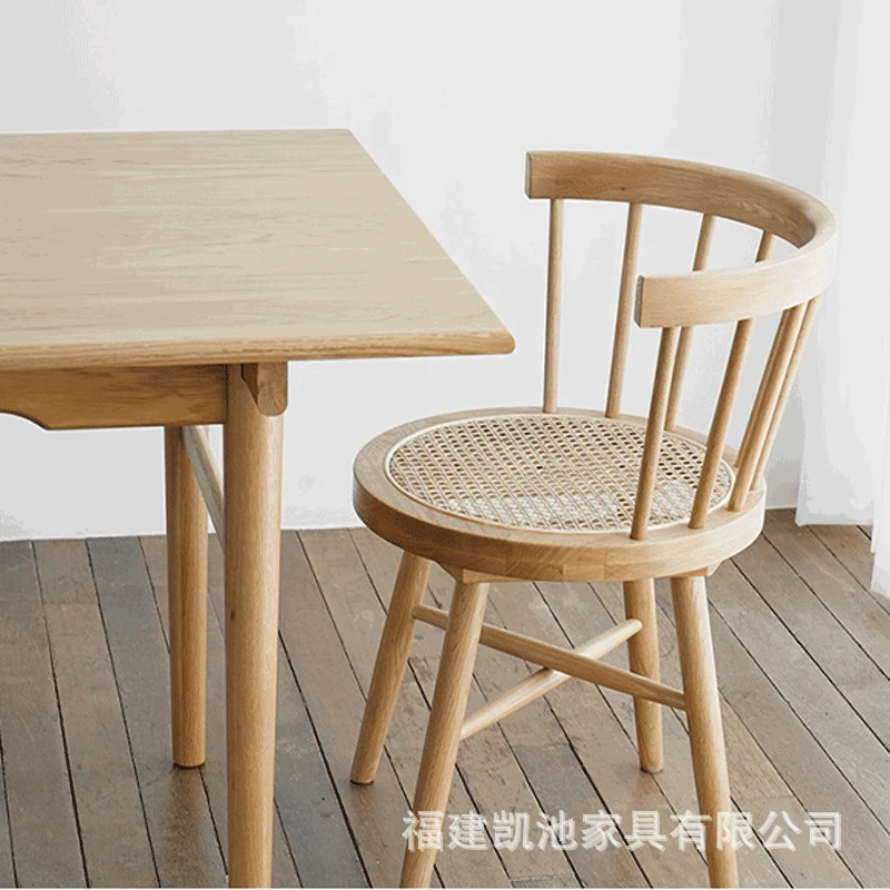 Ins Solid Wood Dining Chair Vintage Windsor Chair Net Red Back Vintage Furniture Home Stay Rattan