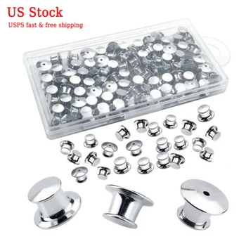 

100PCS Metal Pin Backs Locking Backs Pin Keepers Locking Clasp Silver with BOX Fast Delivery No More Than 10 days