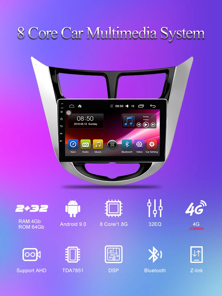 IYING автомобильный Радио Мультимедиа Видео плеер для hyundai Solaris 1 V1 2G+ 32G Android 9,0 DSP 2010- навигация gps 2 din без DVD