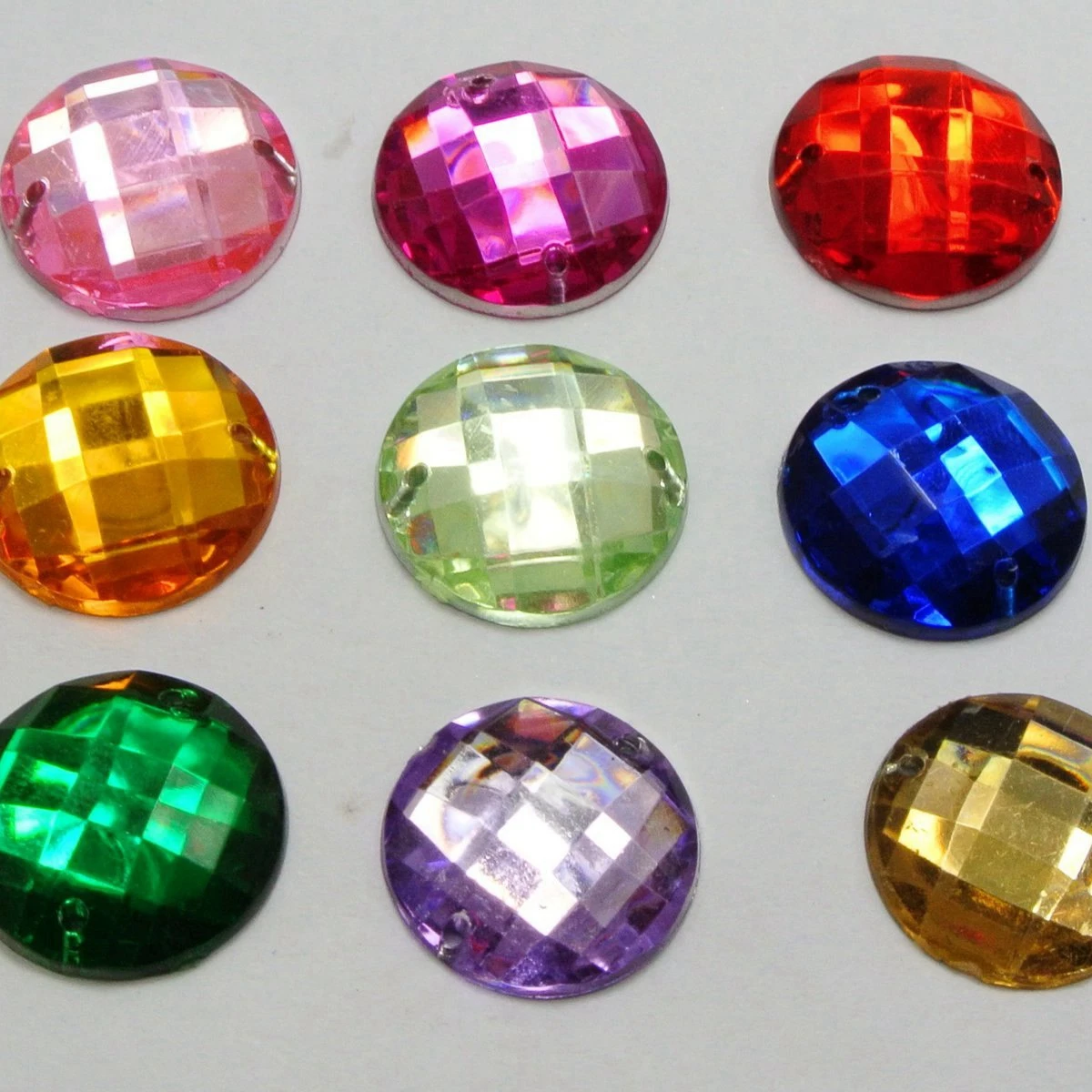 200 Mixed Color Flatback Acrylic Sewing Rhinestone Round Button 12mm Sew on bead