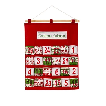 

Christmas Calendar Decorations Creative Printed Multilayer Candy Storage Bag Christmas Holiday Countdown Calendar Storage Bag