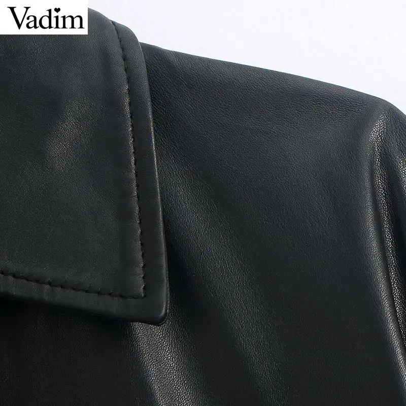 Vadim женская черная длинная блузка из искусственной кожи, свободные стильные рубашки с длинным рукавом, женские повседневные стильные шикарные однотонные топы, блузы LB762