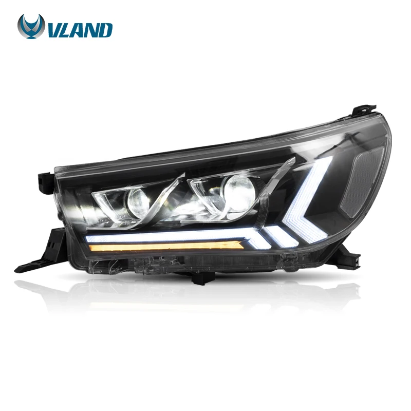 Black VLAND factory для автомобильных фар Hilux светодиодный налобный фонарь с динамическим указателем поворота+ plug and play - Цвет: Black