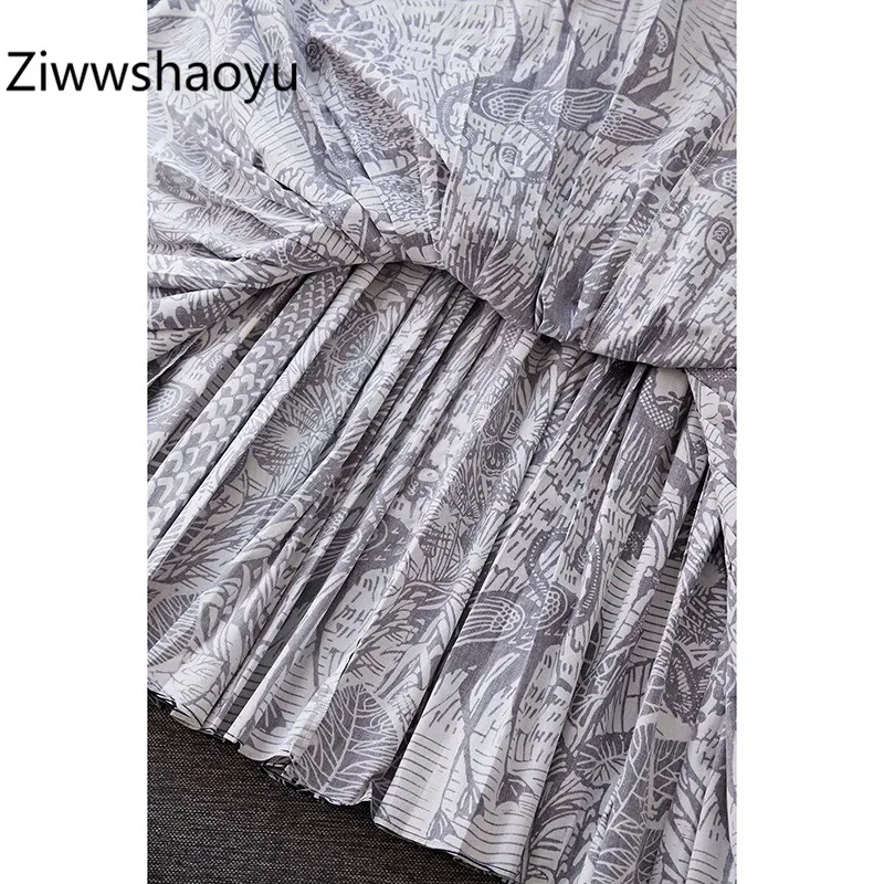 Ziwwshaoyu новая мода высокое качество лесной Мир Печати Высокая талия плиссированные хлопок макси юбка женская