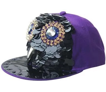 Взрослых хип-хоп панк Рок полный шип штифты, заклепки Snapback кепки s мужские Bboy крутые плоские остроконечные бейсбольные шапки сова Bboy кепки - Цвет: Violet